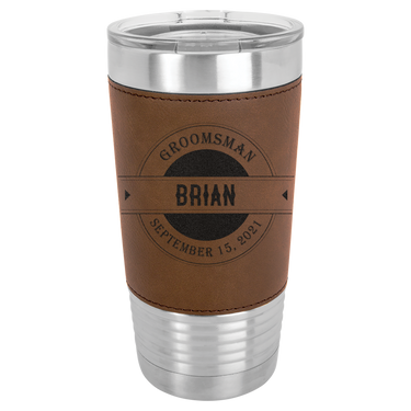 Personalized 20oz Leatherette Groomsmen Tumbler Gift
